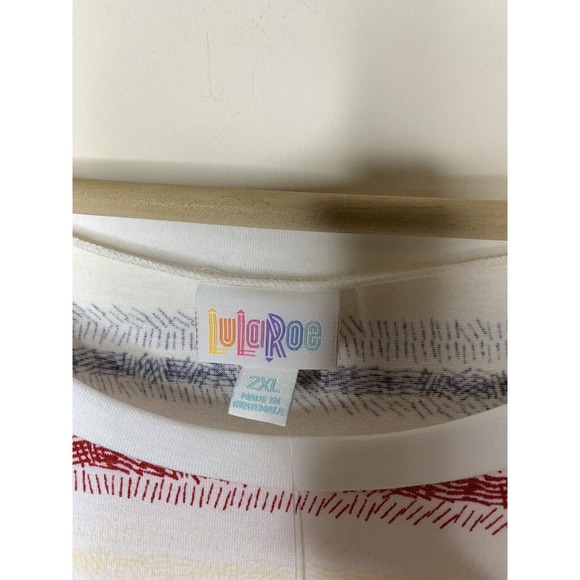 LuLaRoe Womens 2XL Tank Top Navy Blue Red Striped COCOA Round Neck NEW 732-17 - Picture 4 of 7